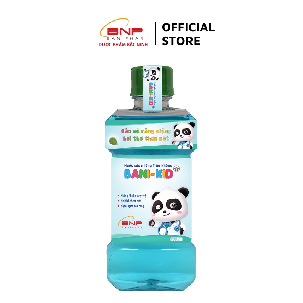 Nước súc miệng diệt khuẩn chống hôi miệng, sâu răng Trầu không cho bé Bani-Kid 350ml