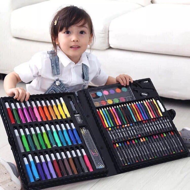 Hộp bút chì màu 150 chi tiết cho bé tập tô vẽ giúp thông minh sáng tạo B014