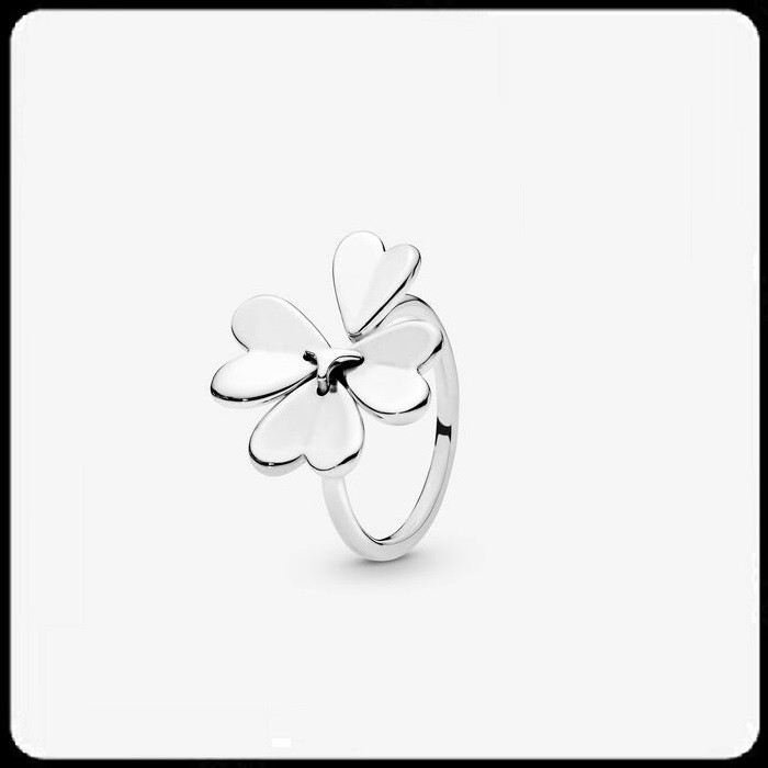 Pure Silver Lucky Four-Leaf Clover Ring