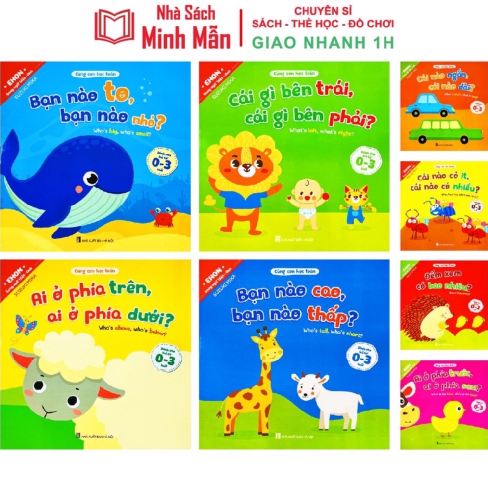 Sách - Combo 8 cuốn Ehon Toán Học Đầu Đời Cùng Con Học Toán - Song Ngữ Việt Anh  Cho Bé 0-3 Tuổi