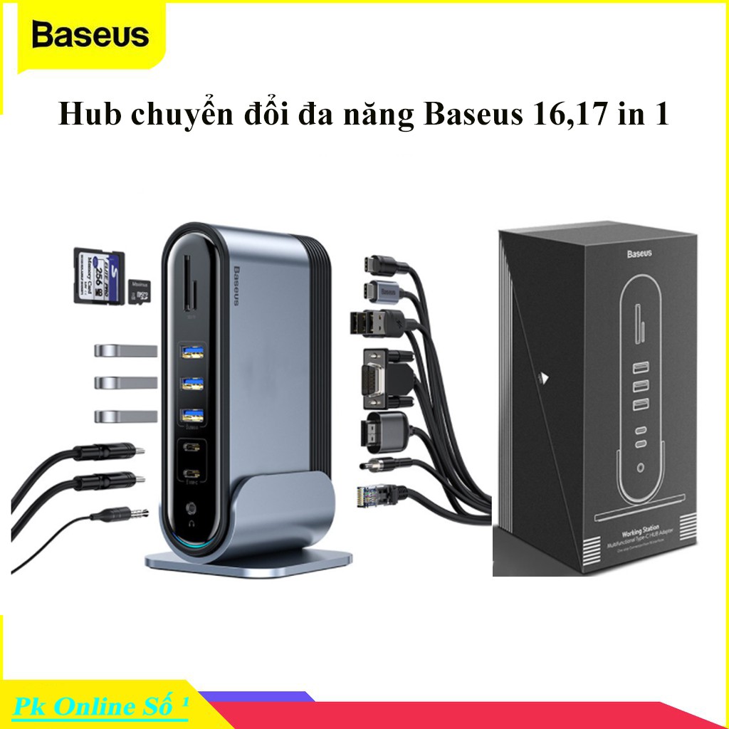 HUB chuyển 16 và 17 cổng chuyên dụng Macbook Chính hãng Baseus ( Usb C ,Hdmi ,Vga , Usb 3.0 ...)