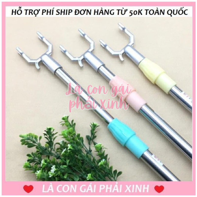 Cây phơi quần áo, gậy lấy đồ bằng inox kéo dài trên cao hay xếp gọn 1,5m(AOTHUNTEEN)