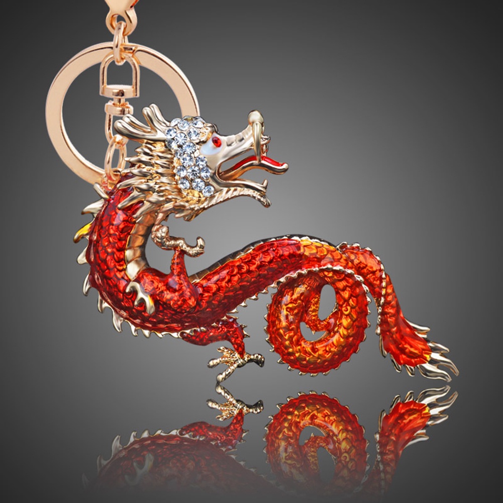 Móc Khóa Hình Con Rồng Đính Đá Phong Cách Trung Hoa
