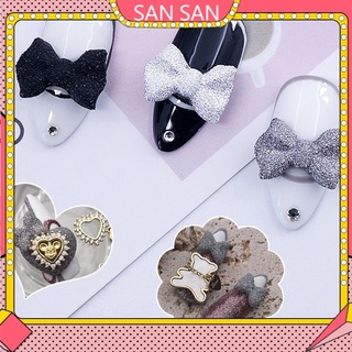 Charm nơ nhũ kim tuyến trang trí móng