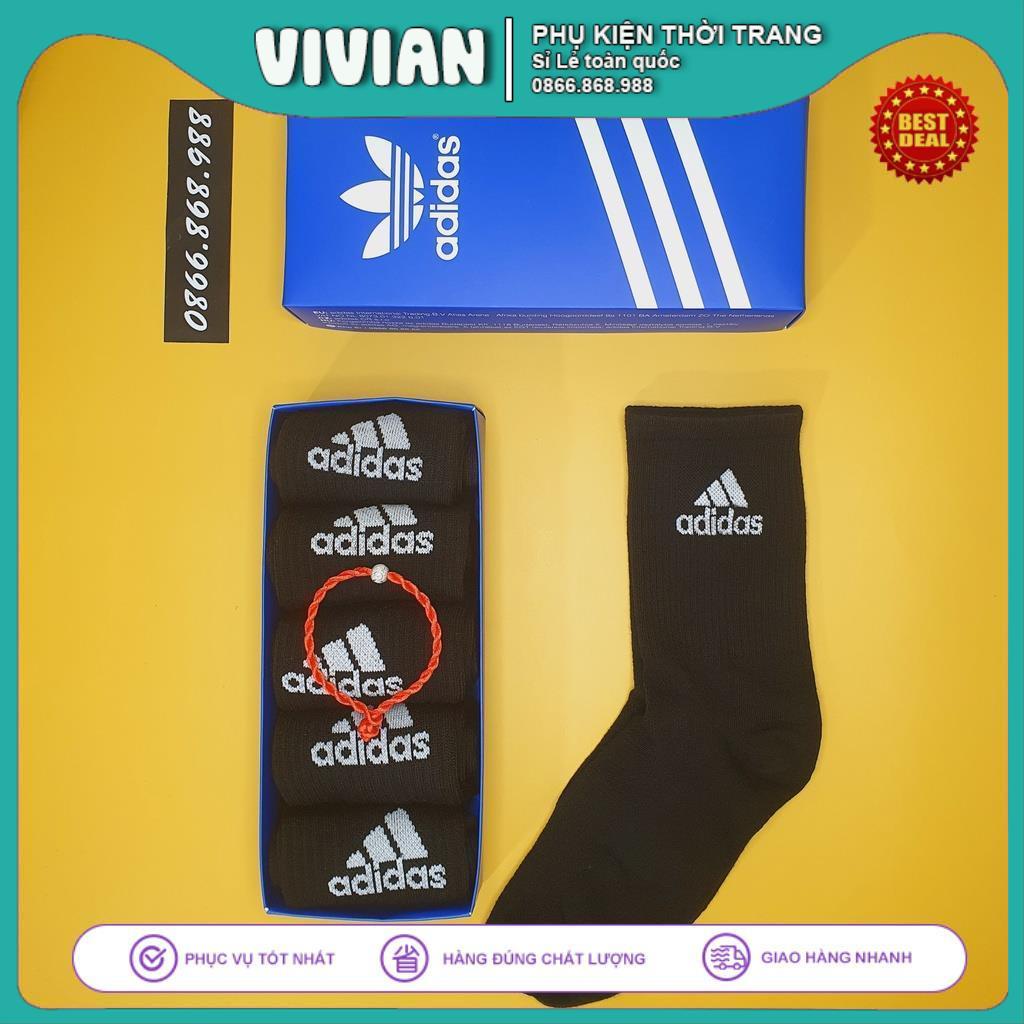 Tất Vớ ADIDAS CỔ LỬNG Hộp COMBO 5 đôi dệt kim cao cấp, Chất liệu 95% Cotton, kháng khuẩn, thấm hút mồ hôi cực hiệu quả