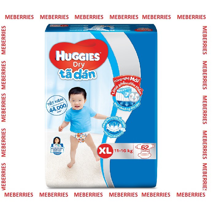 Tã dán Huggies M74/l68/XL62