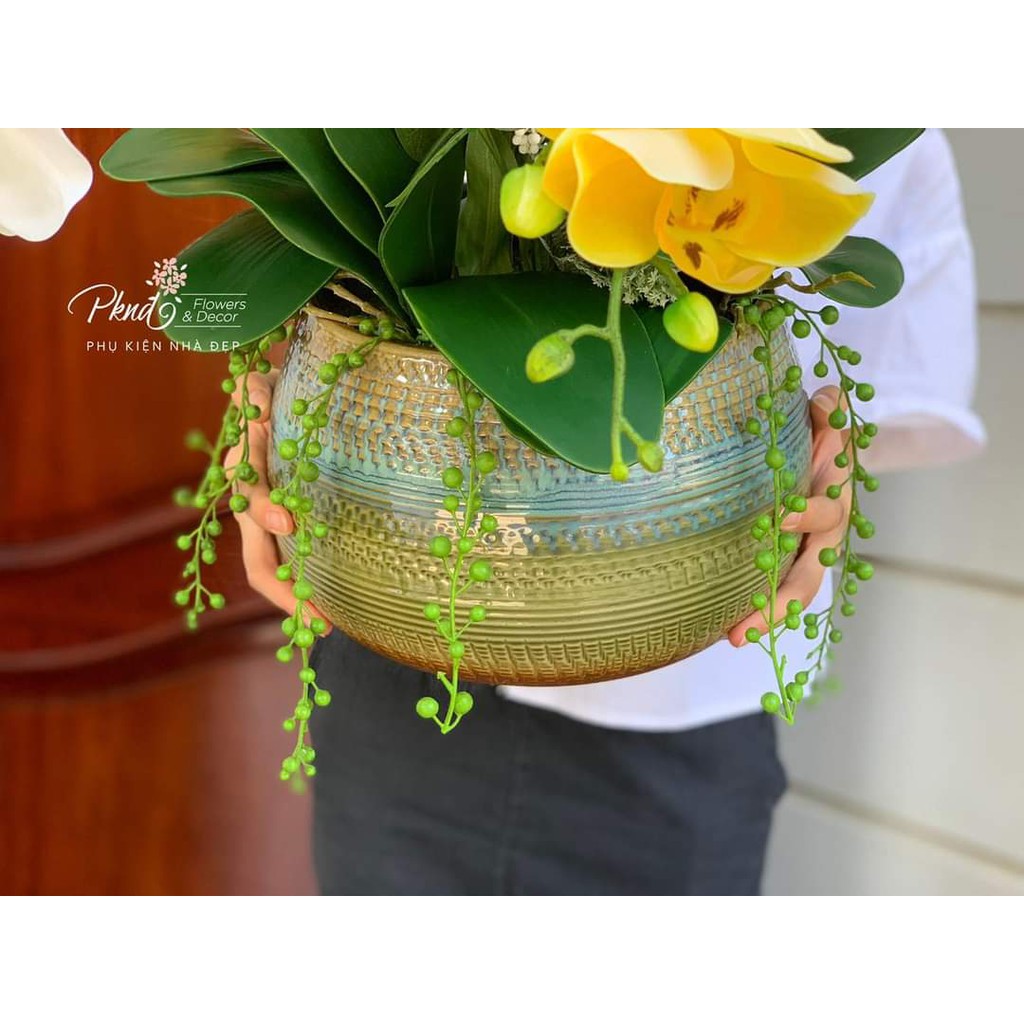 Bình hoa lan hồ điệp giả chất liệu cao su cao cấp trang trí đẹp PKND FLOWERS &amp; DECOR