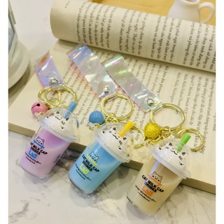 Móc khóa hình ly trà sữa trân châu Mèo siêu dễ thương siêu độc siêu đẹp