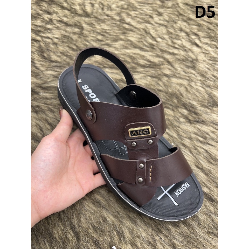 Dép da nam quai hậu , da thật bảo hành 1 năm [8 mẫu]