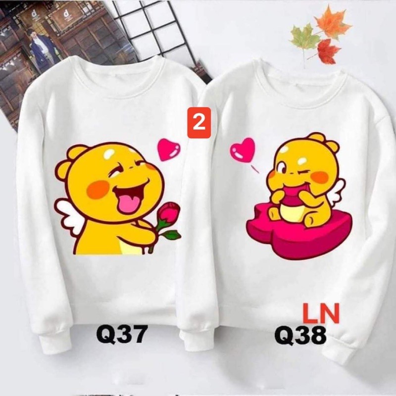 Áo đôi nỉ bo ICON theo hình LN12 Áo đôi nam nữ, Áo thun Unisex From rộng, chất đẹp mặc không xù - MODY