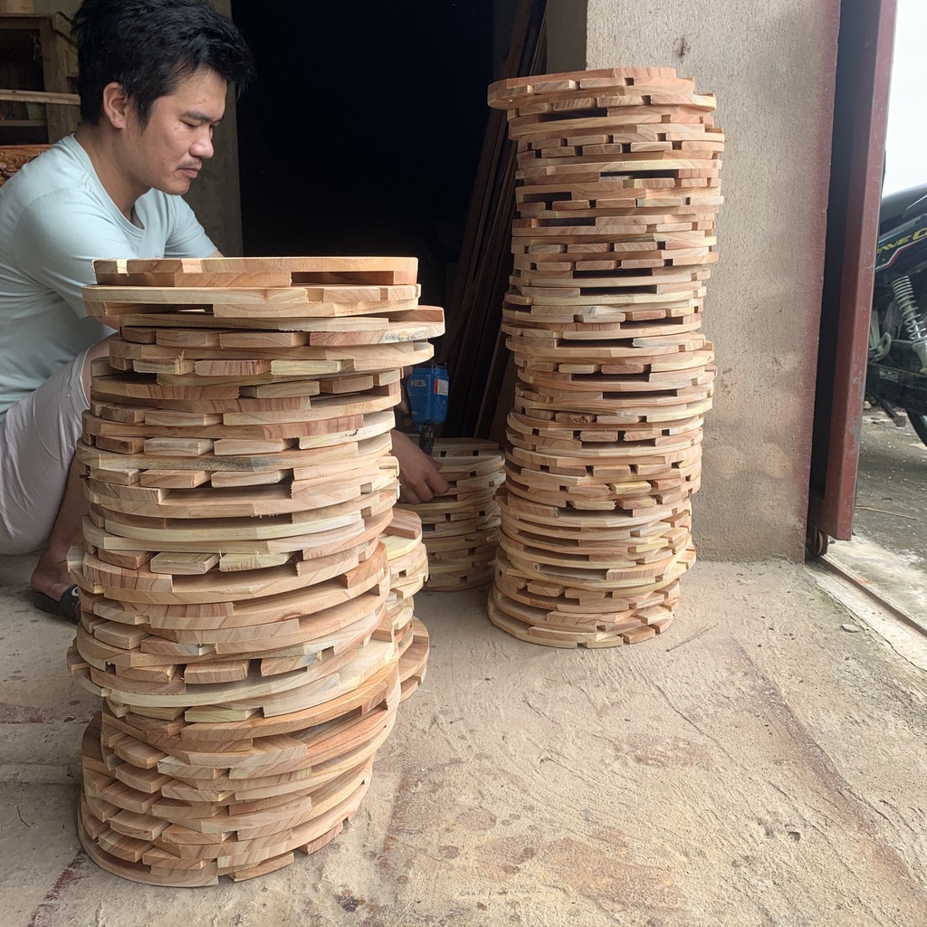 Combo 2 Đế Lót Chậu Cây có bánh xe - Chậu Hoa bằng gỗ Tự Nhiên - Đường Kính 30cm - Tải trọng Max 90kg