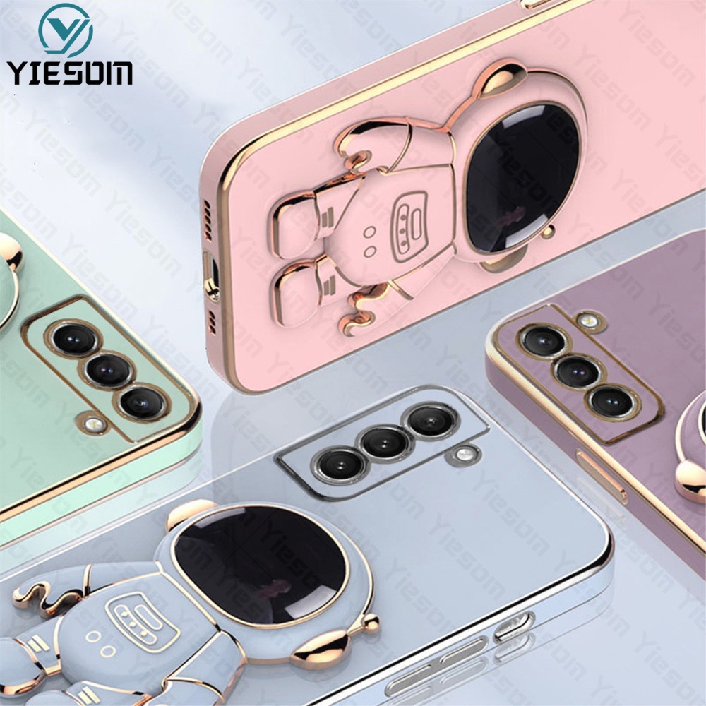 Ốp Điện Thoại Silicon Dẻo Họa Tiết Phi Hành Gia Kèm Giá Đỡ Cho Samsung Galaxy S22 S21 Ultra S22 Plus S21 FE S21 Plus