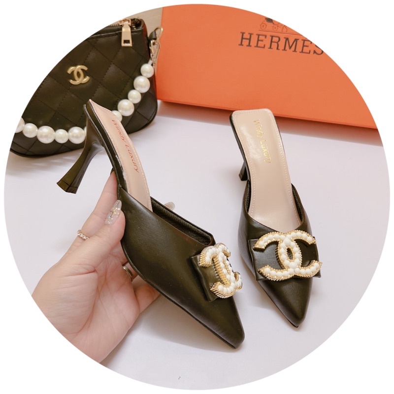 Sục gót nhọn 6p mũi nhọn tag X ngọc da lì chảnh