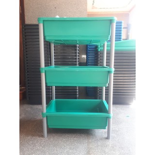 Bộ Khay Nhựa Xanh Lá 3 Tầng Nuôi Cá, Trồng Rau Sạch Thông Minh 65x42x16cm