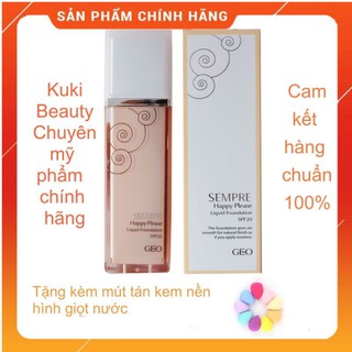 [ TẶNG MÚT TÁN KEM NỀN] Kem Nền Geo Sempre Happy & Please Liquid Foundation nâng tone trắng mịn da