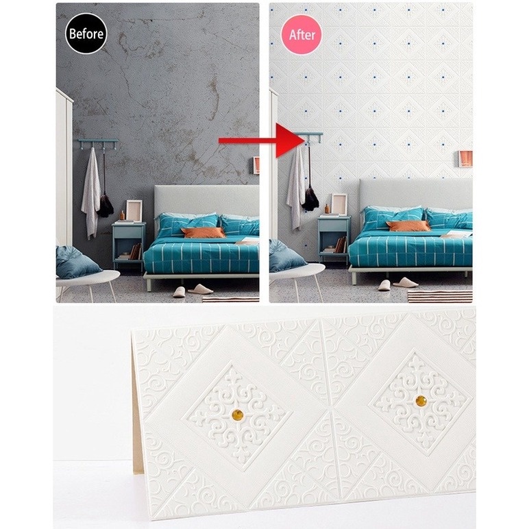 1 Miếng Dán Xốp 3D Tự Dính Trang Trí Trần Nhà Phòng Khách/Phòng Ngủ/Phông Nền TV