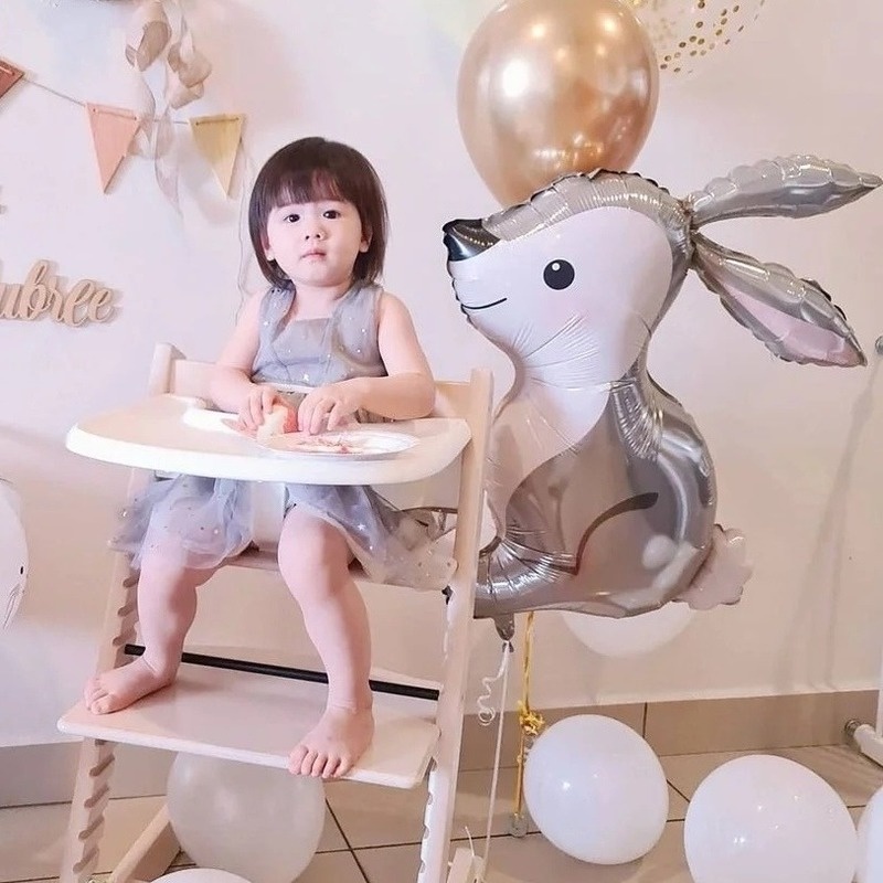 Bong Bóng Lá Nhôm Hình Thỏ Hoạt Hình 80CM Trang Trí Tiệc Sinh Nhật Cho Bé