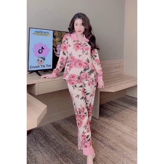 Bộ pizama lụa mango hàng loại 1 cho nữ