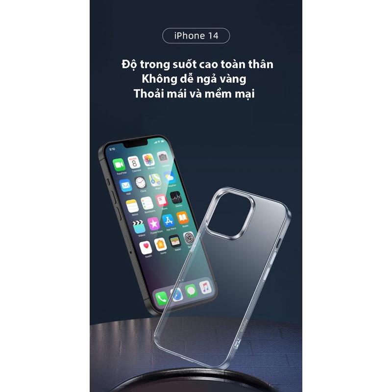 Ốp iPhone 14 Mipow Soft TPU Crystal Clear Droptest 1.8M, BH ố vàng 3 tháng) ST14A