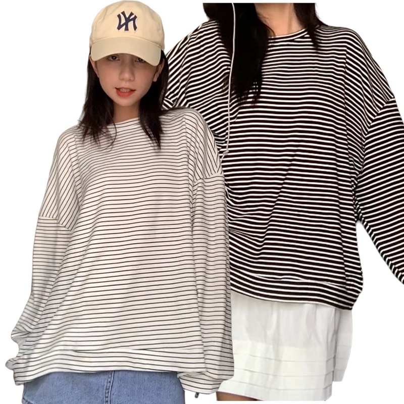 áo thun dài tay kẻ chất da cá TKP142 LOLLIE STUDIO