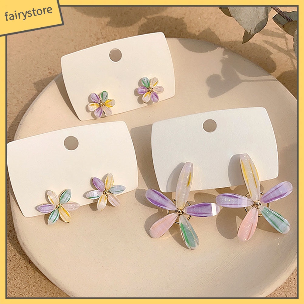 Khuyên Tai Hợp Kim Đính Đá Thiết Kế Màu Sắc Xinh Xắn