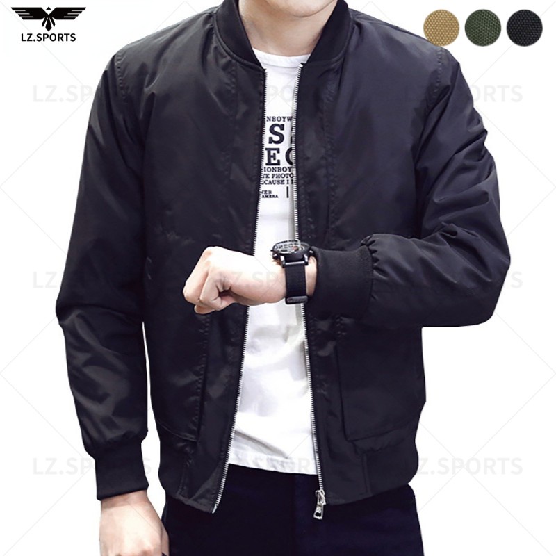 Áo Khoác Bomber Màu Đen Cá Tính Cho Nam FC8619 5XL