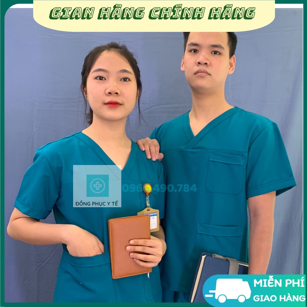 Bộ Scrubs Bác Sĩ Cổ Tim, Đồng Phục Y Tế Cao Cấp