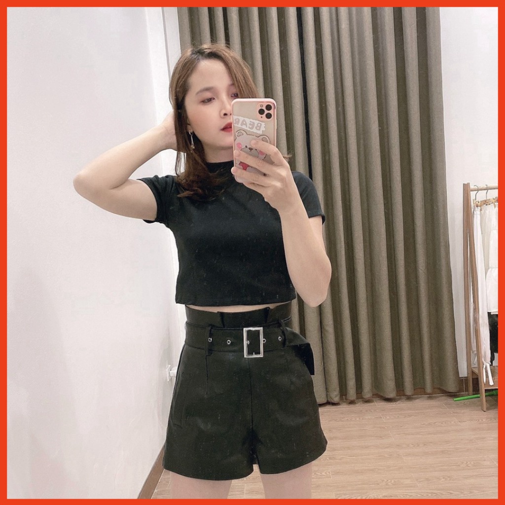 Áo CropTop Nữ Cổ 3 Phân Trơn 2 Màu ĐEN, TRẮNG, Phom dưới 58kg B013