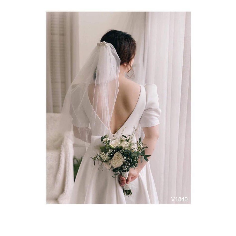 [Mã WARN60 hoàn 15% xu đơn 300k] VÁY TRẮNG XÒE NƠ SAU- VÁY CƯỚI | BigBuy360 - bigbuy360.vn