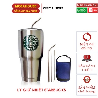 LY GIỮ NHIỆT STARBUCK MÀU BẠC 900ml SIÊU HÓT  - MozaHouse