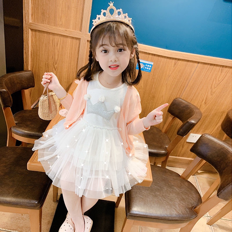 Váy xòe chất voan, Đầm công chua áo cotton siêu xinh và dễ thương cho bé gái QATE34