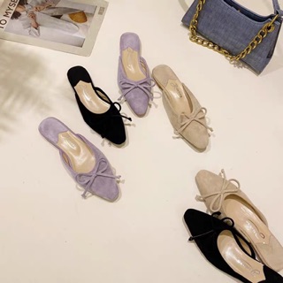 giày sục nơ da lộn