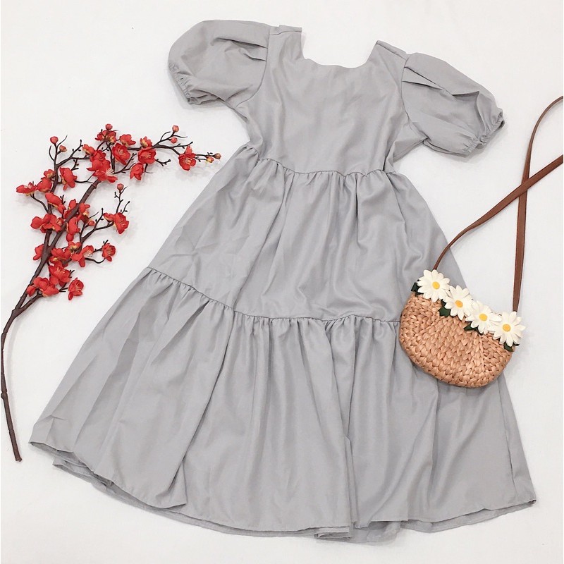 Đầm váy suông tầng nơ sau 3 màu