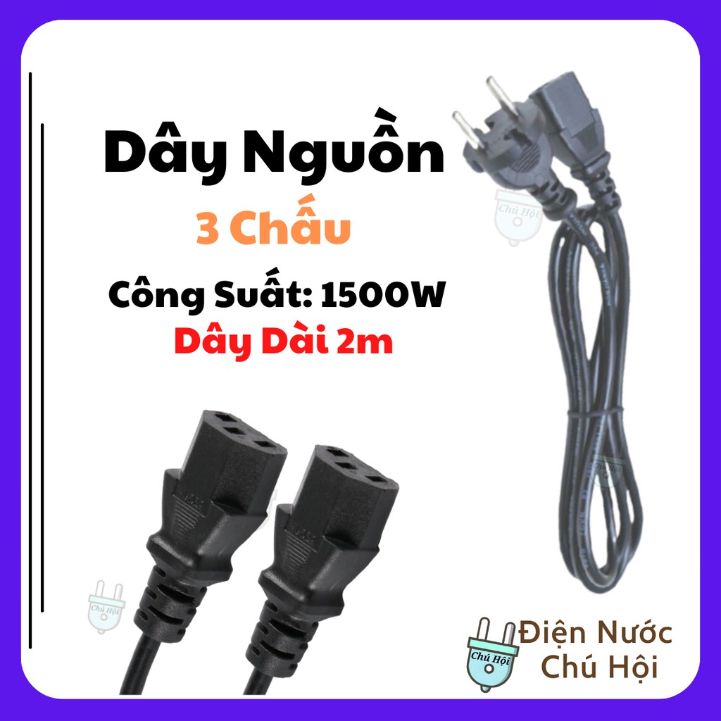 Dây nguồn máy tính 3 chấu kiểu mỹ , nồi cơm điện , siêu nấu thuốc dài 2m Điện nước chú Hội