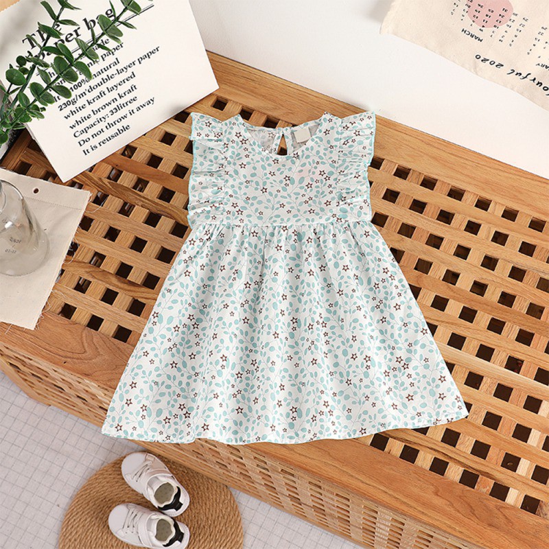 Đầm Hoa Tay Ngắn Xinh Xắn Dành Cho Bé Gái