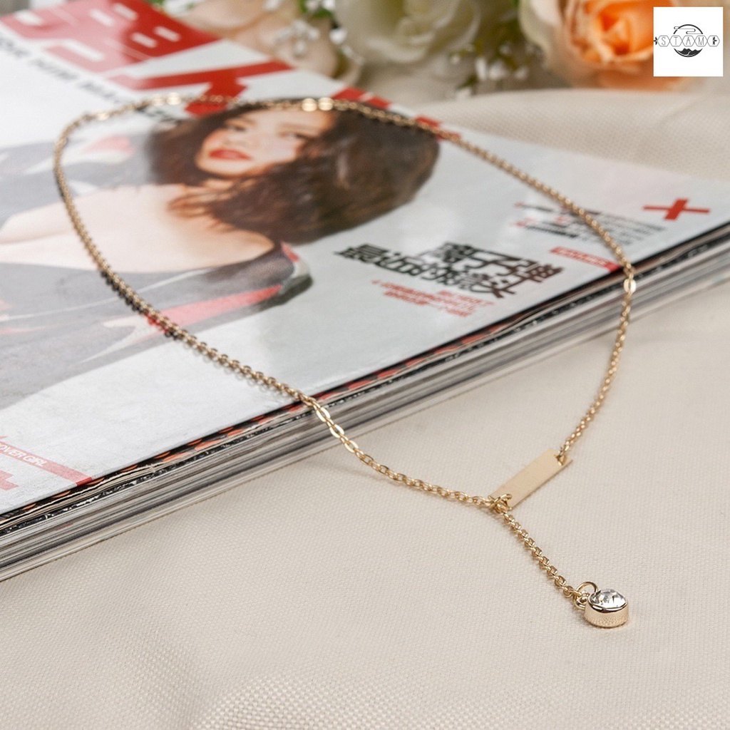 Gold necklace Fashion Style Women Lady Y Shaped Design Alloy Chain Pendant Necklace W_S (Color: Gold)