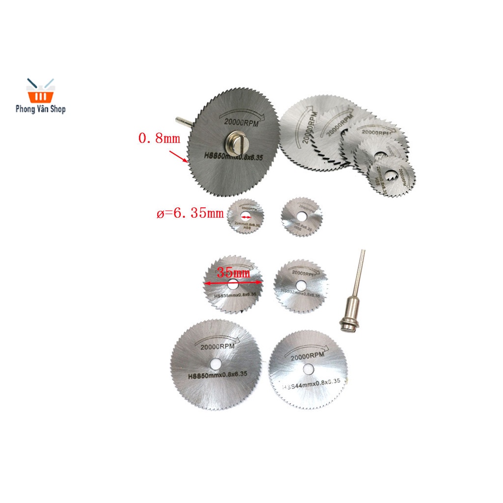 Bộ 5 lưỡi cưa cắt + kẹp lưỡi - trục 6mm 3.2mm