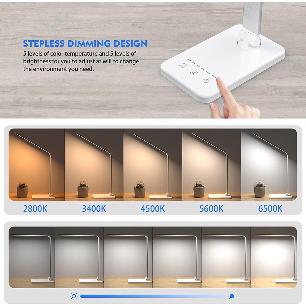 GOGOUP Đèn LED Để Bàn Màu Trắng Đen Tự Nhiên