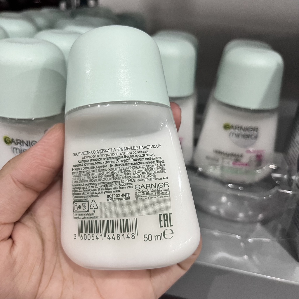 Lăn khử mùi Garnier Mineral Pháp Không Cồn Ngăn Mồ Hôi Hiệu Quả