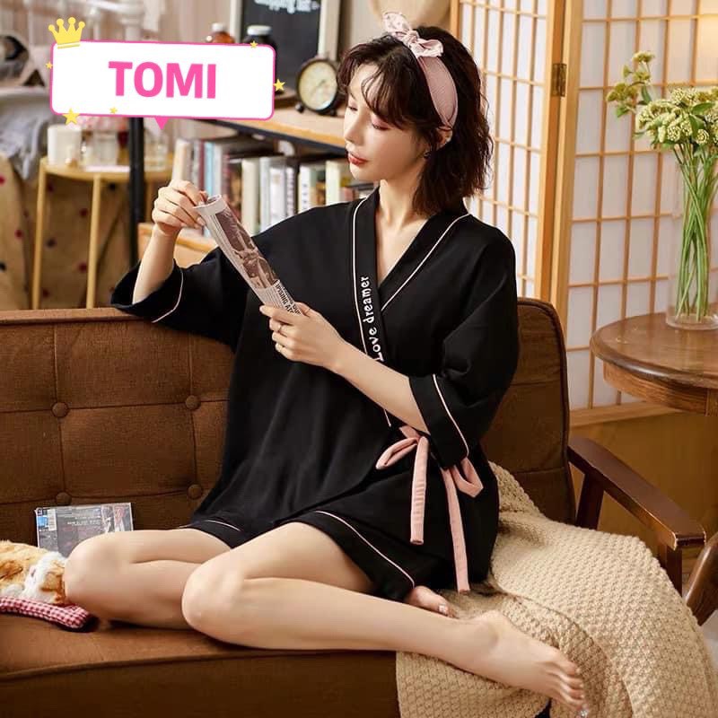 Bộ đồ ngủ nữ, bộ pyjama thắt dây ngắn tay - TOMI BOUTIQUE | BigBuy360 - bigbuy360.vn