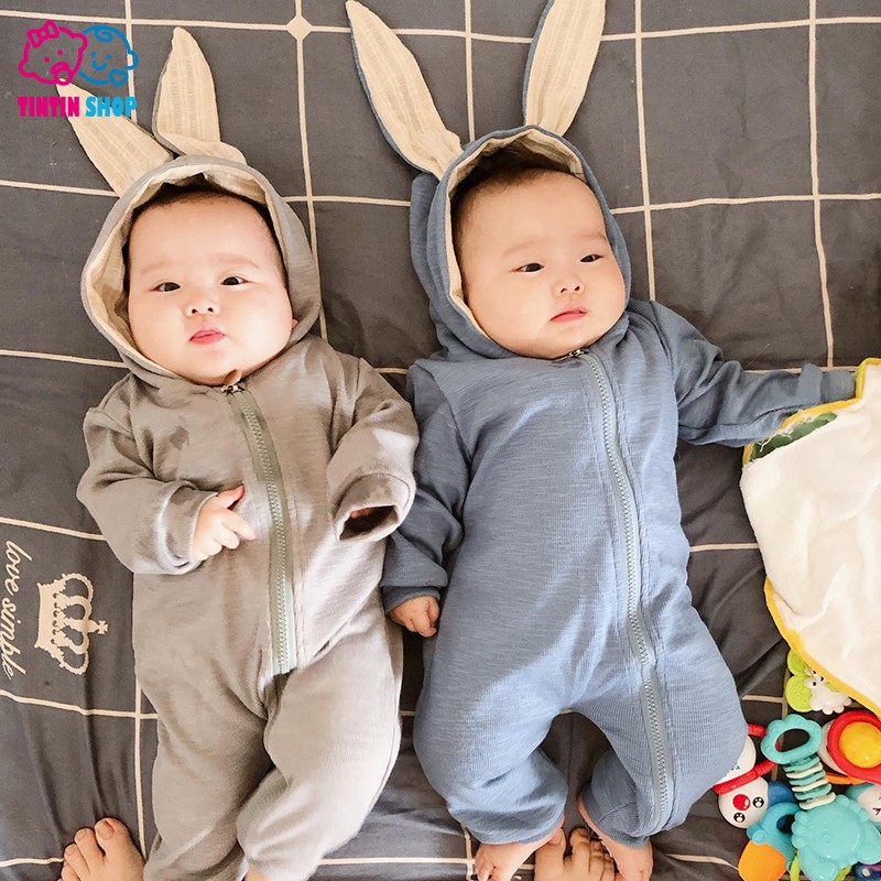 Body tai thỏ cotton dài tay thu đông cho bé trai bé gái xuất Nhật SL12