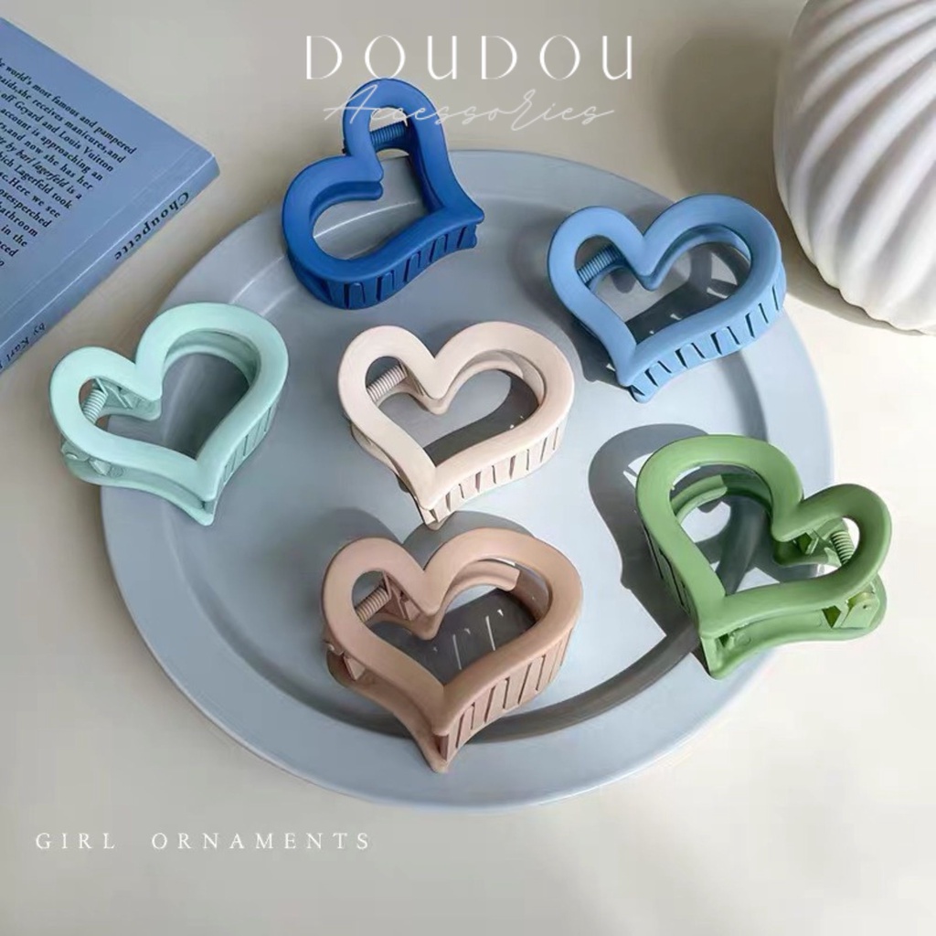 (XẢ KHO THANH LÝ) Kẹp tóc càng cua trái tim DOUDOU Cặp tóc Kẹp càng cua tóc dài dày style Hàn Quốc thời trang ZJ024
