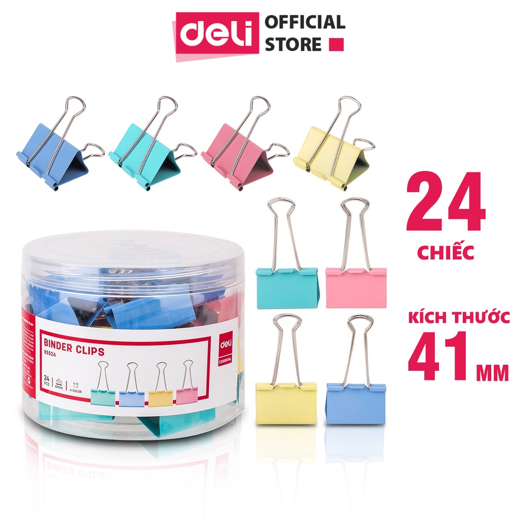 Kẹp bướm Deli - 24 chiếc/hộp - E8552A