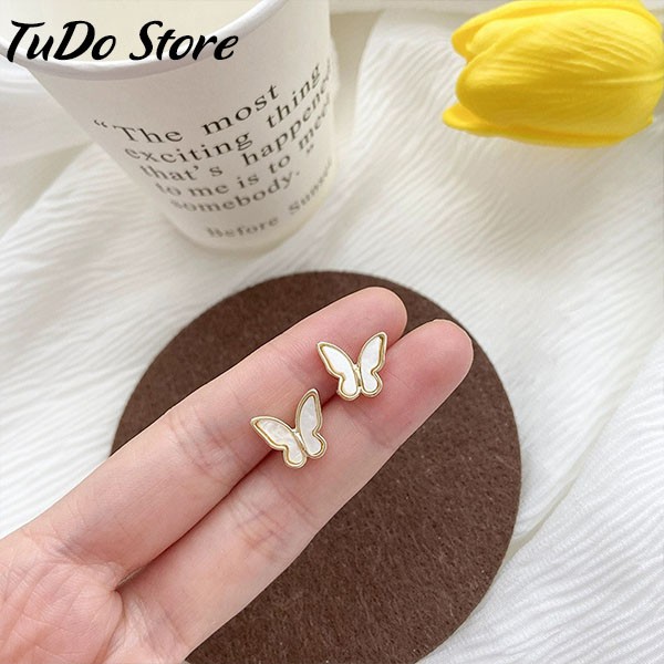 Khuyên tai, bông tai nữ Hàn quốc mạ bạc 925 hình bướm phong cách thời thượng HT13