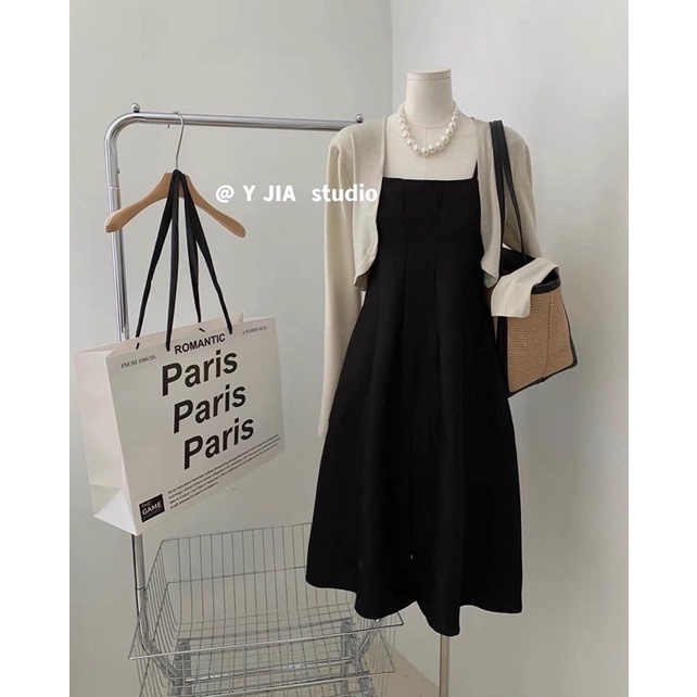 set váy đen xoè kèm cadigan 0155