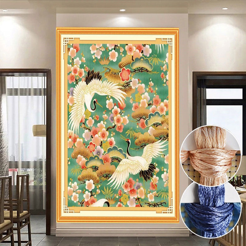 Tranh Thêu Chữ Thập Phong Cách Douyin Mới Cho Phòng Khách Hàng Trăm Chú Chim Chaofeng Thêu Chính Xác