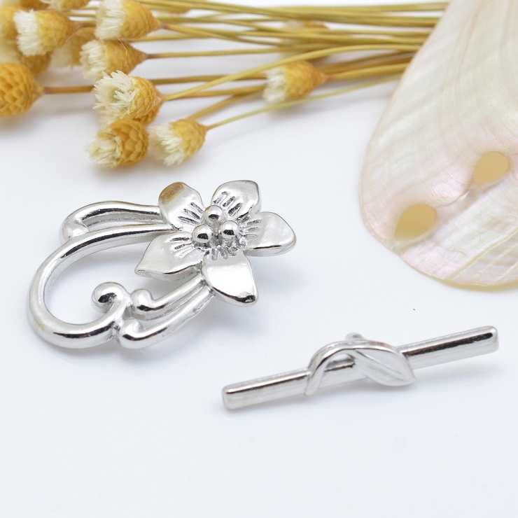 [K14T] Phụ kiện trang sức (DIY) - Chốt khóa Móc chéo kiểu OT hoa lan làm vòng cổ vòng tay