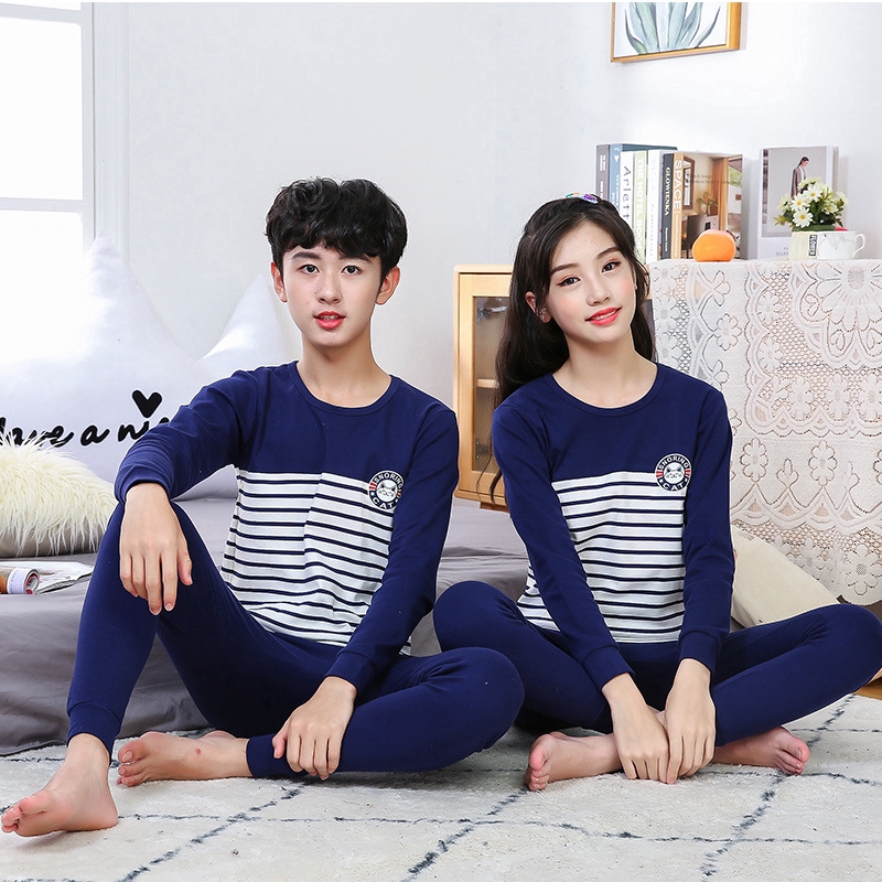 Kids Pyjamas Sleep Wear 2pcs/set Cotton Pajamas 8-18Yrs Teen Boy Homewear Bear Cartoon Underwear Clothes