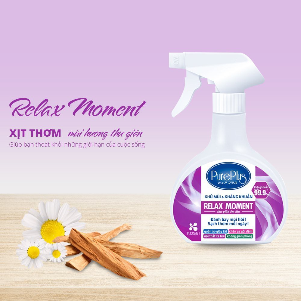 Chai Xịt Thơm PurePlus Khử Mùi, Kháng Khuẩn, dạng xịt 380ml