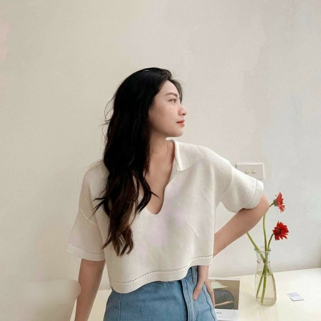 ÁO CROPTOP CỔ V TAY NGẮN TÔN EO THON NHIỀU MÀU ĐỘC ĐÁO